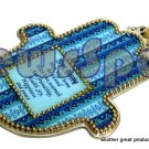 PEWTER HAMSA, ENGLISH HOME BLESSING 12 CM- BLUE COLORS