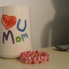 Valentines Pink Red Beaded Memory Wire Coil Wrap-Around Bracelet