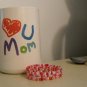 Valentines Pink Red Beaded Memory Wire Coil Wrap-Around Bracelet