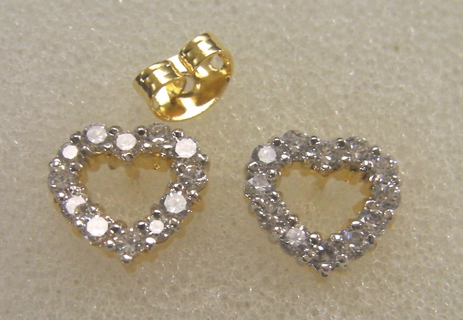 lovely heart shape high quality cz 24K gold filled earrings 020