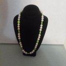 White and Lime Green Beaded Necklace