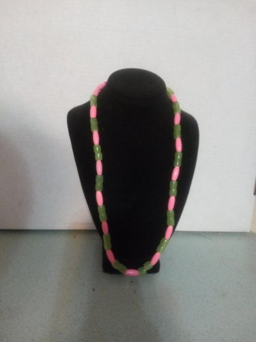 Pink and Lime Green Beaded Necklace