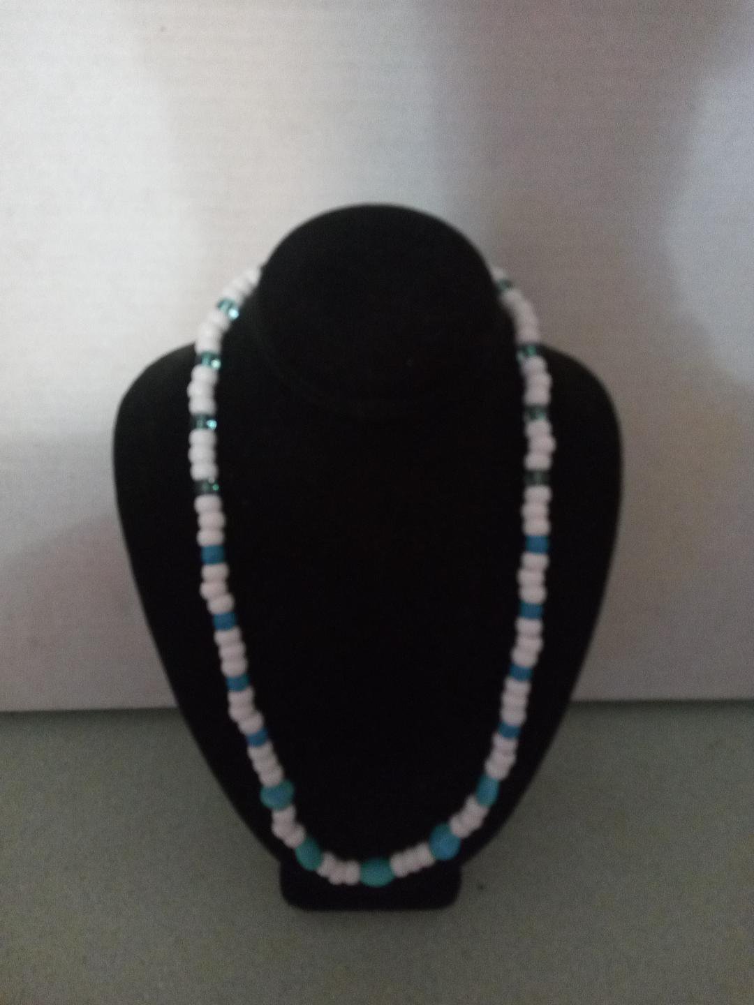 Blue and White Beaded Necklace