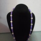 Purple and White Pearl Beaded Necklace Purple and White Pearl Beaded Necklace