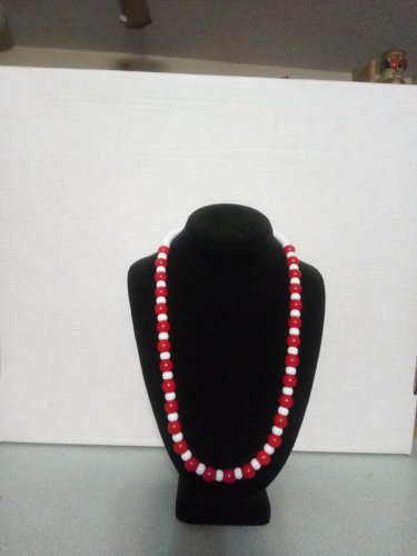 Red and White Beaded Necklace