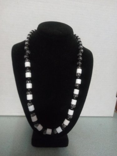 Black, White and Clear Beaded Necklace