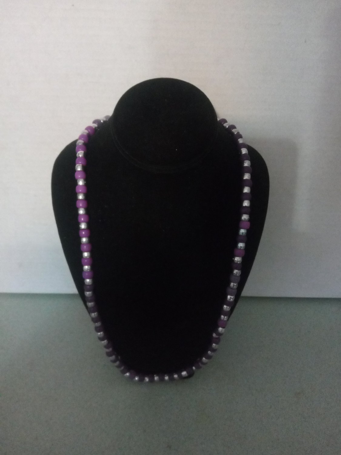 Purple and Silver Beaded Necklace