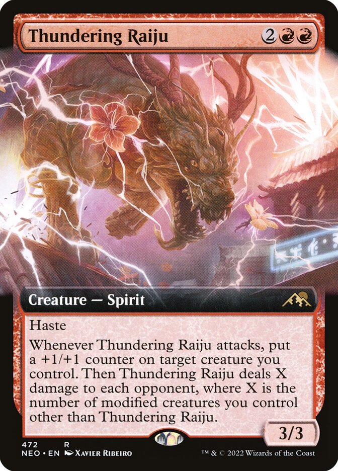 Foil Kamigawa Neon Dynasty Thundering Raiju (Extended Art)