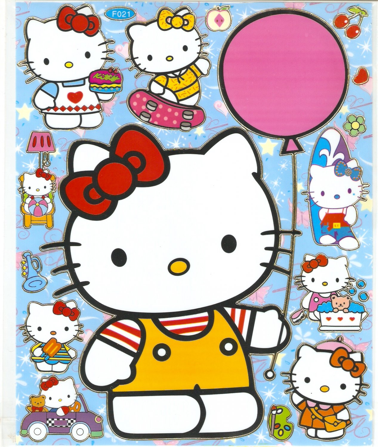 10 big sheets hello kitty sticker buy 2 lots bonus 1 hk f021