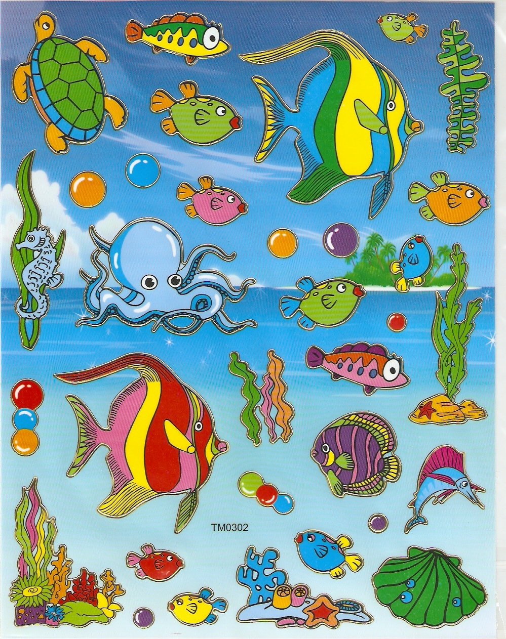 10 Big sheets Fish Sticker Buy 2 lots Bonus 1 #FSH TM0302