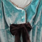 FREE SHIPING SKY BLUE GIRLS VELVET BLOUSESIZE 10/12