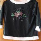 FREE SHIPING BLACK WITH SEQUIN GIRLS T-SHIRT SIZE 10-12 MEDUIM MADE IN USA