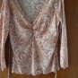 FREE SHIPING maron BROWN  V NECK BLOUSE size LARGE