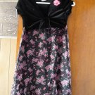 FREE SHIPING FASHIONABLE BLACK VELVET & ROSE CHIFFON GIRLS DRESS WITH ATTATCHED CUTE SHORT JACKET