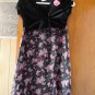 FREE SHIPING FASHIONABLE BLACK VELVET & ROSE CHIFFON GIRLS DRESS WITH ATTATCHED CUTE SHORT JACKET
