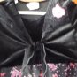 FREE SHIPING FASHIONABLE BLACK VELVET & ROSE CHIFFON GIRLS DRESS WITH ATTATCHED CUTE SHORT JACKET