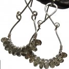 smoky topaz and silver drop wire wrapped earrings