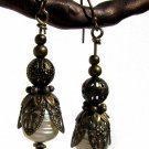 mabe freshwater pearls and vintage bronze drop earrings