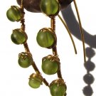 gold fill and wire wrap Blade earrings with olivine glass