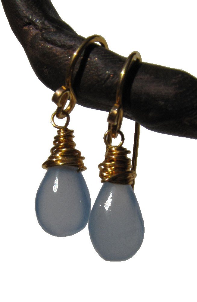 gold fill and blue chalcedony Classic Drop earrings