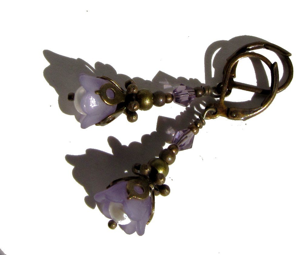lucite flower and bronze vintage style earrings