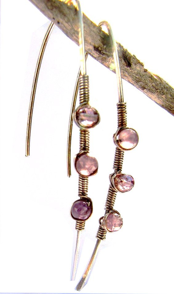silver and amethyst Blade earrings