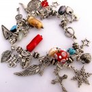 silver mixed media charm bracelet