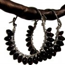 silver and garnet wire wrapped hoops
