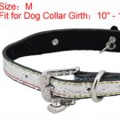 Dog Rhinestone Buckle Silver Tone Faux Leather Collar Belt M