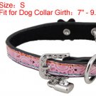 Dog Pet Neck Pink Faux Leather Single Prong Collar Belt S
