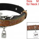 Brown Alligator Print Rhinestone Faux Leather Dog Collar M