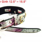 L Adjustable Faux Leather Dog Collar w Lock Bear Charms