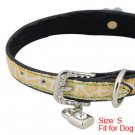 Dog Faux Leather Flower Cracked Ice Pattern Collar Belt S