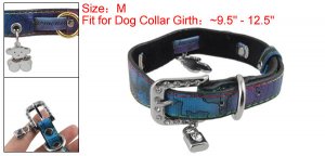 Lock Bear Charms Adjustable Faux Leather Dog Collar M