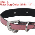 Dog Adjustable Metal Buckle Pink Faux Leather Collar Belt L