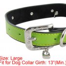 Pet Dog 5 Perforated Faux Leather Band Green Collar Sz L