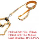 Dog Pet Lobster Clasp Pulling Harness Orange Yellow Leash Rope
