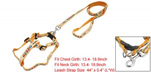 Dog Pet Lobster Clasp Pulling Harness Orange Yellow Leash Rope