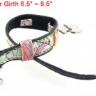 S Rhinestone Metal Buckle Faux Leather Dog Collar w Lock Bear Charms