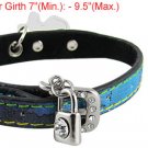 Rhinestone Accent Buckle Colorful Band Pet Dog Sz S Collar