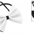 Dog Cat White Black Bow Tie 2 Layered Bowtie Necktie Pet Adjustable Collar