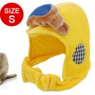 Pet Dog Size S Round Grids Badge Pattern Yellow Hat