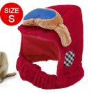 Dog Winter Warm Sponge Filled Red Velvet Hat Cap Size S