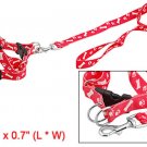 Red Paws Bones Print Dog Safety Harness Leash