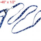 Dog Pet Paw Adjustable Nylon Leash Harness Rope Blue