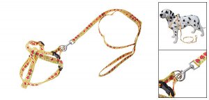 Nylon Strawberry Pattern Pet Dog Yellow Leash Strap