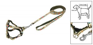 Multi-color Nylon Reflective Harness w Leash Set for Pet Dog