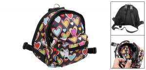 Pet Dog Heart Pattern Backpack Harness Leash Set Medium