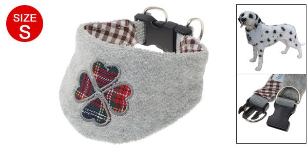 Dog Gray Soft Collar Embroidery Flower Pet Neck Scarf