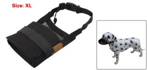 Size XL Black Nylon Mesh Pet Dog No Bark Bites Muzzle